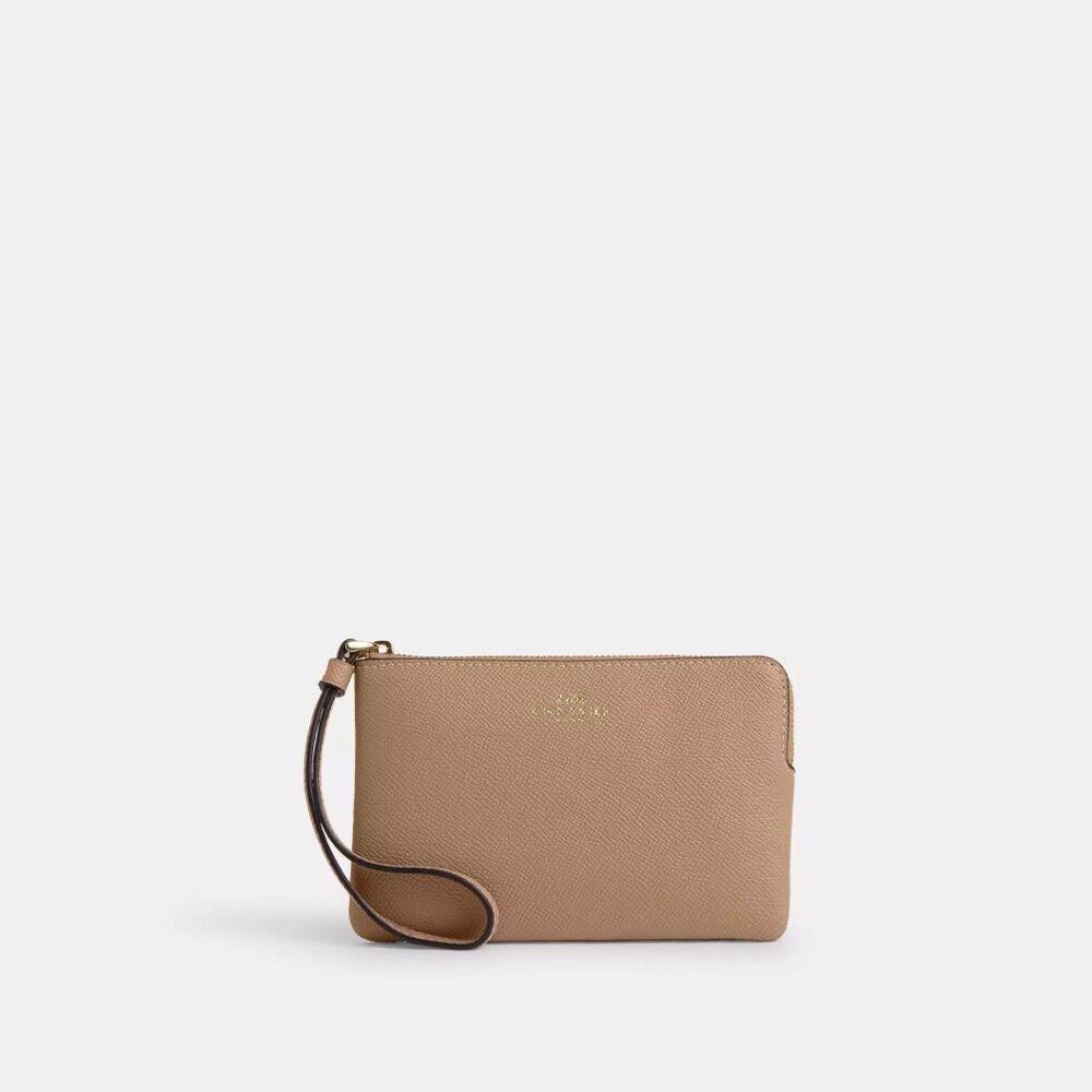 Coach Taupe Corner Zip Wristlet